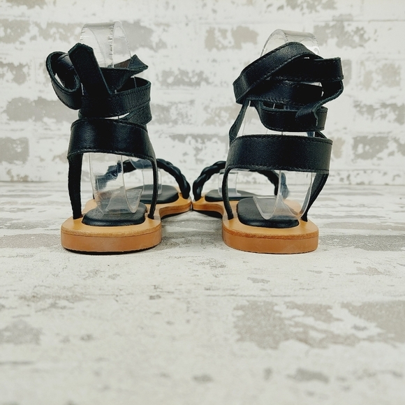 New Crevo, Alma Black Braided Strap Bohemian Leather Sandals F691 - Picture 6 of 11